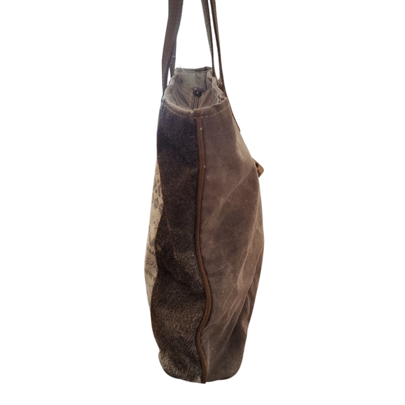 Myra Canvas Calf Hair Shoulder Tote Bag - Picture 8 of 11
